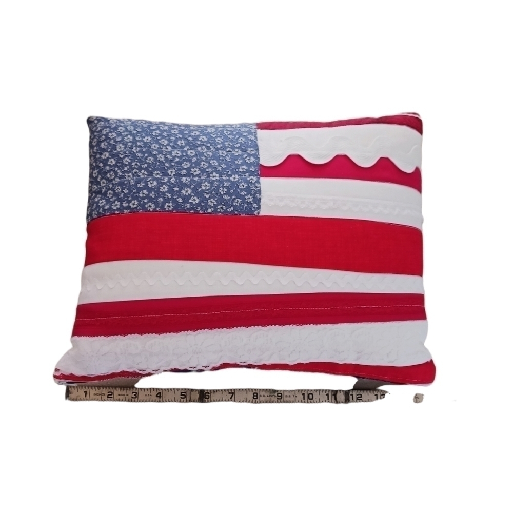 American Flag Inspired Red White and Blue Accent Pillow - Picture 2 of 8